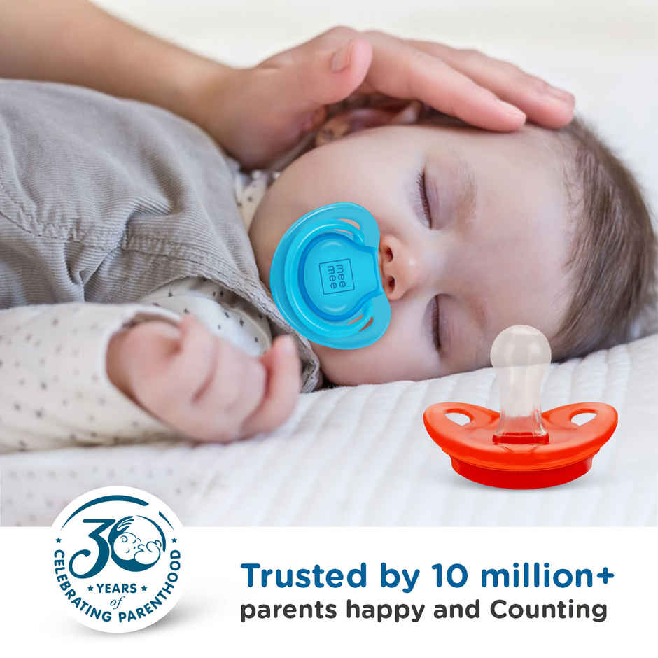 Mee Mee Baby Pacifier Ultra Light Soft Silicone Nipple | BPA Free | Red/Blue