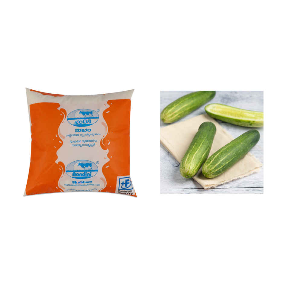 Nandini Standardised Fresh Milk (Pouch Orange)(1pc) & Cucumber Green(1pc) Combo