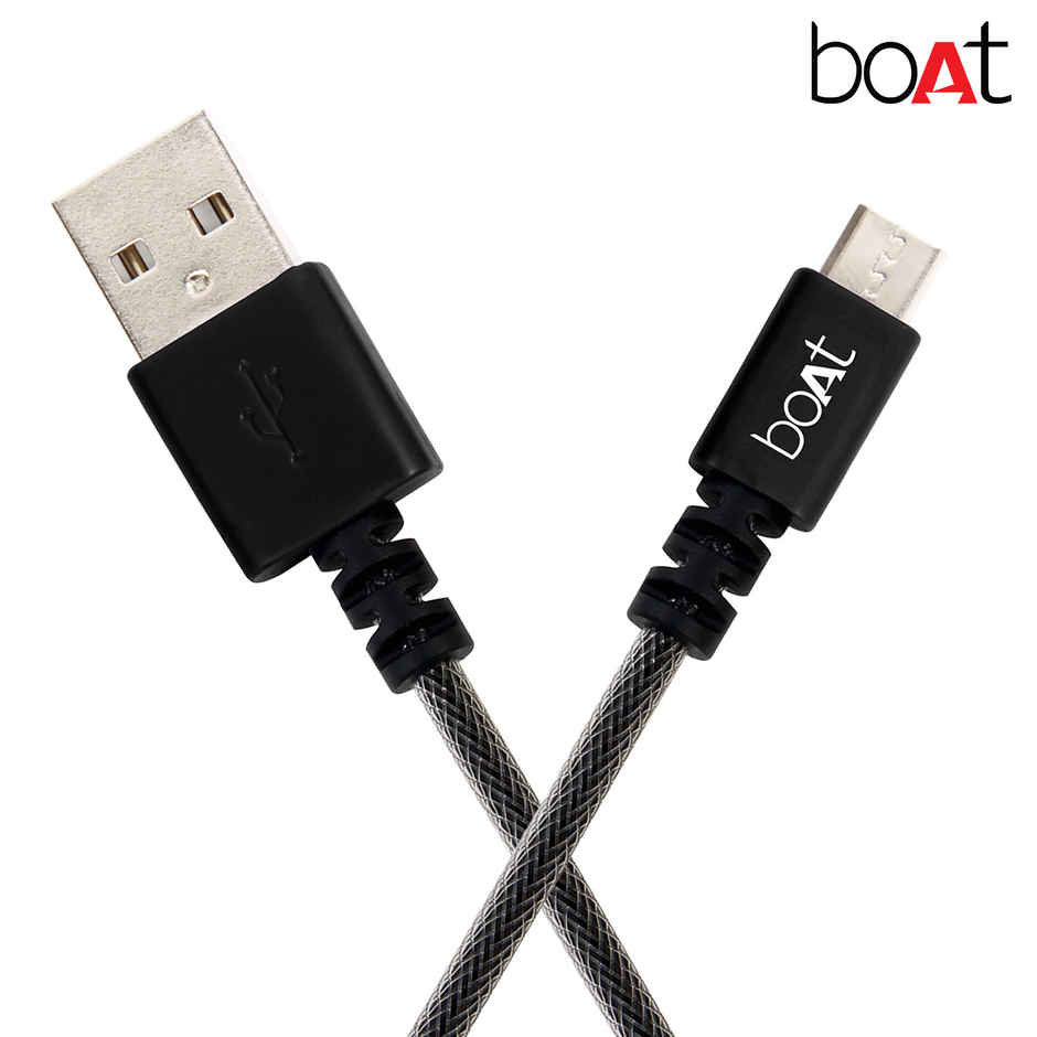 boAt Micro USB 50 Tangle-free, Sturdy Micro USB Cable with 3A Fast Charging & 1.5m Length (Black)