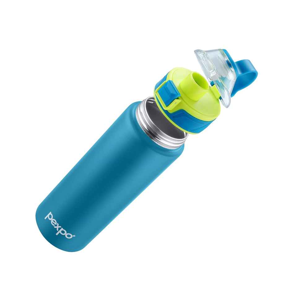 Pexpo Arctic Stainless Steel Sports | Fridge Water Bottle with Flip Top Cap | Turquoise Blue