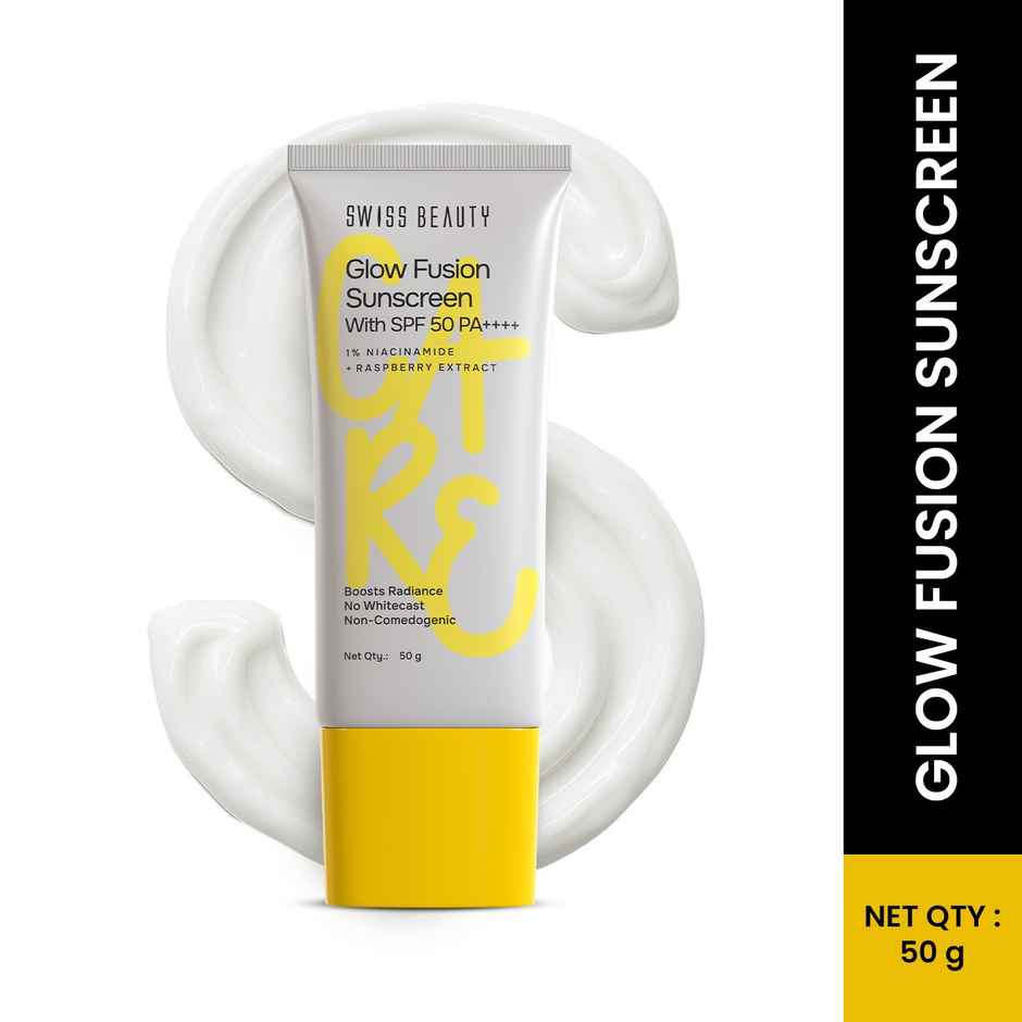 Swiss Beauty Care Glow Fusion Sunscreen SPF50 PA++++ | 1% Niacinamide & Raspberry Extract
