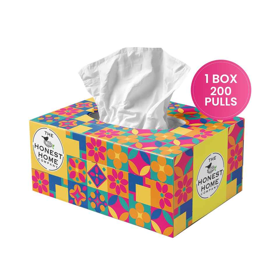 The Honest Home Company Face Tissue 2 Ply - 200 Pulls | Festive Yellow