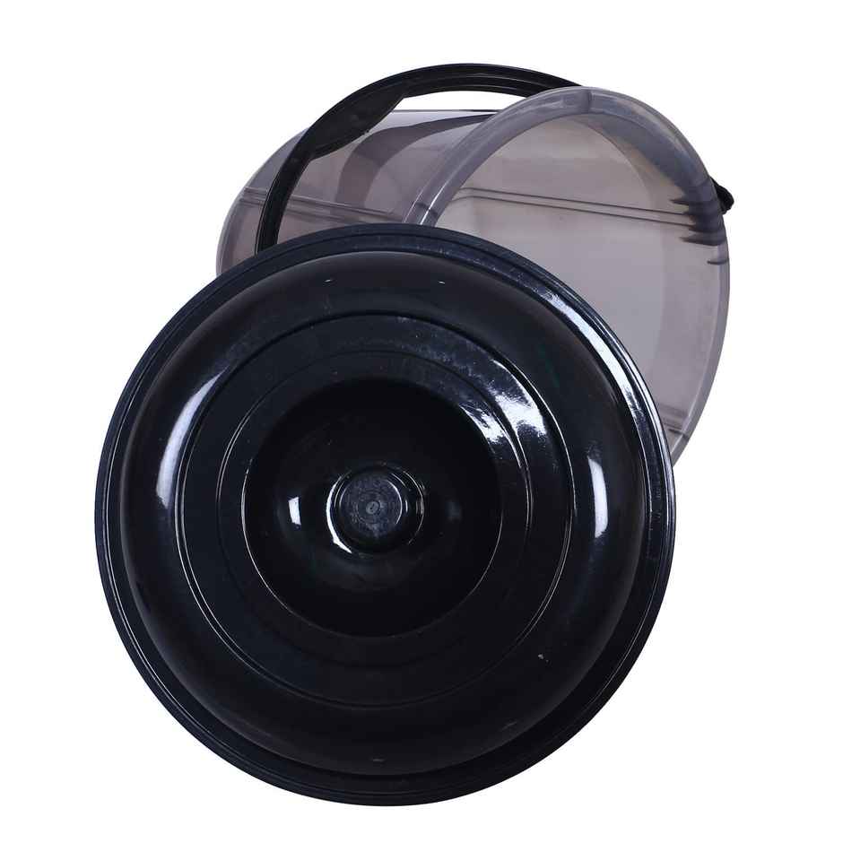 Kuber Industries 13 L Colorful Plastic Bucket with Lid & Handle for Bathroom | Home Use (Black)