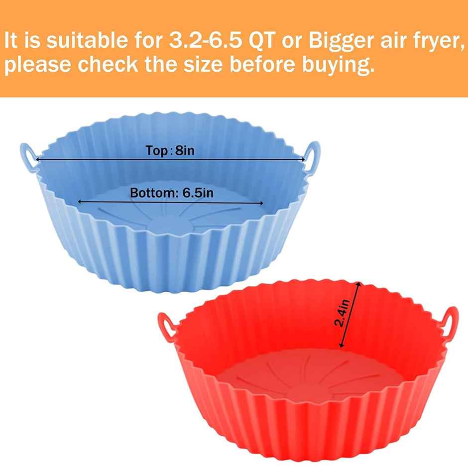 DALUCI Silicone Air Fryer Liners 8 Inch Reusable Heat Resistant Basket Trays
