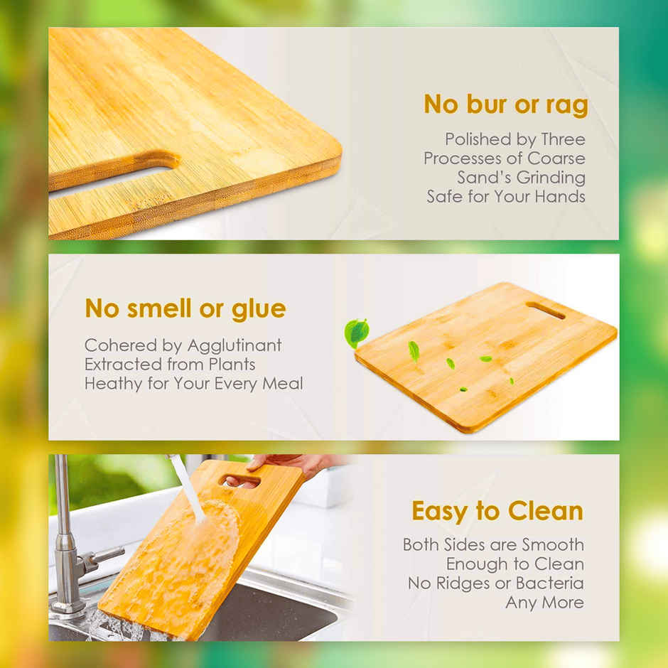 Bulfyss Large Natural Bamboo Wood Chopping Cutting Board for Kitchen Vegetables