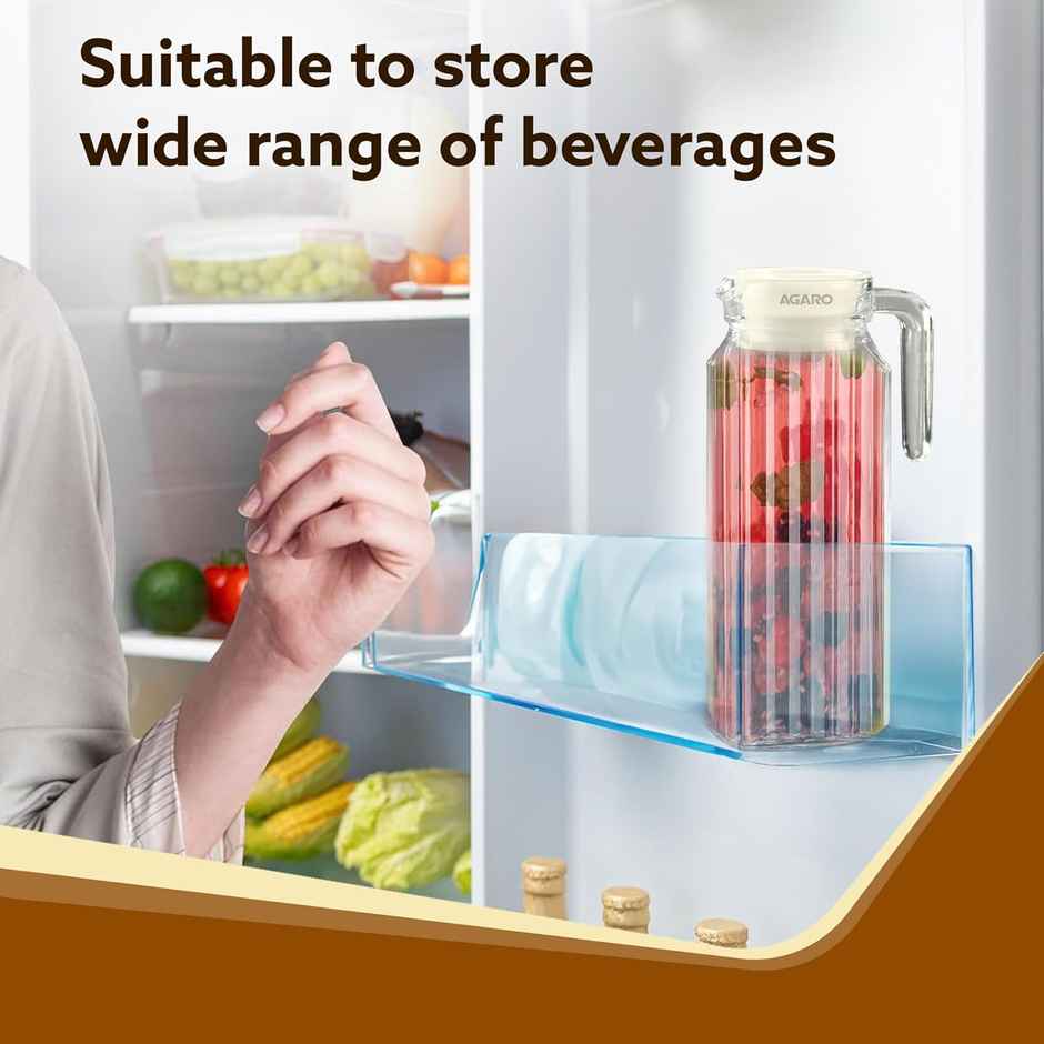 AGARO Elegant Glass Jug with Lid, 1.1L Carafes Jug Pitcher