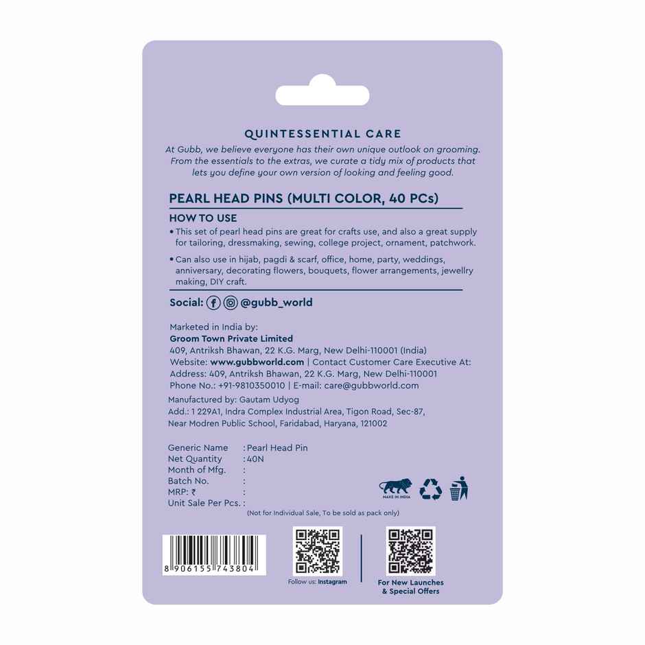 GUBB Pearl Head Pin | Multi Color