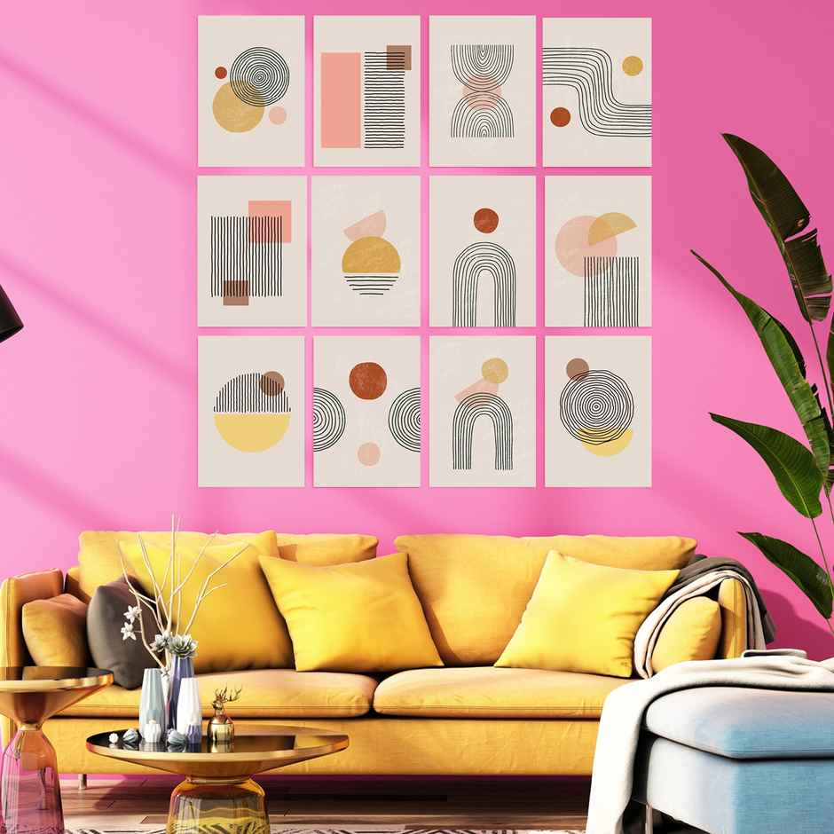 Paper Plane Design Abstract Boho Wall Posters For Living Room | Set Of 12 | Size 29 x 21 cm | D8