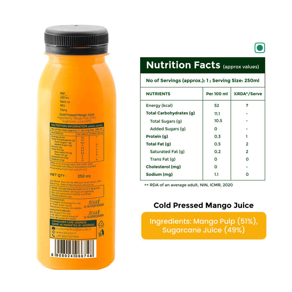 Pluckk Fresh Mango Fruit Juice Combo