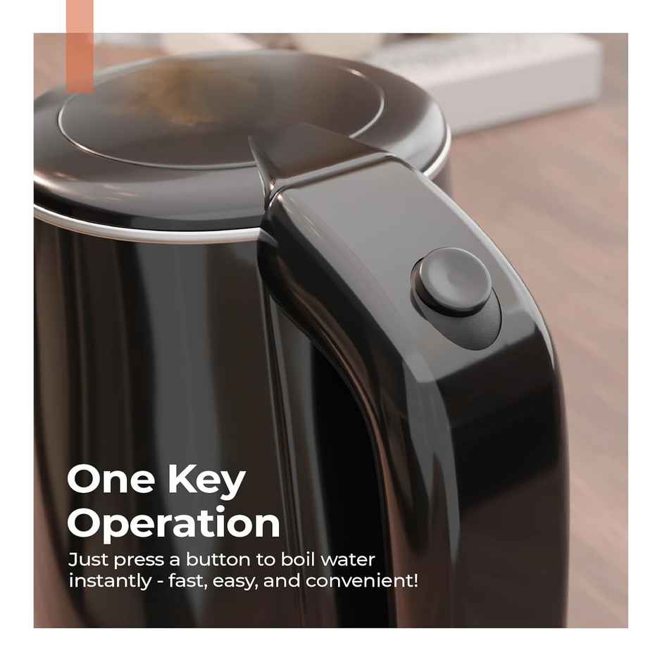 Lifelong Electric Kettle, 1350W Cool Touch Fast Water Boiling Auto Shut-Off, SS Body |Black - 1.5 L
