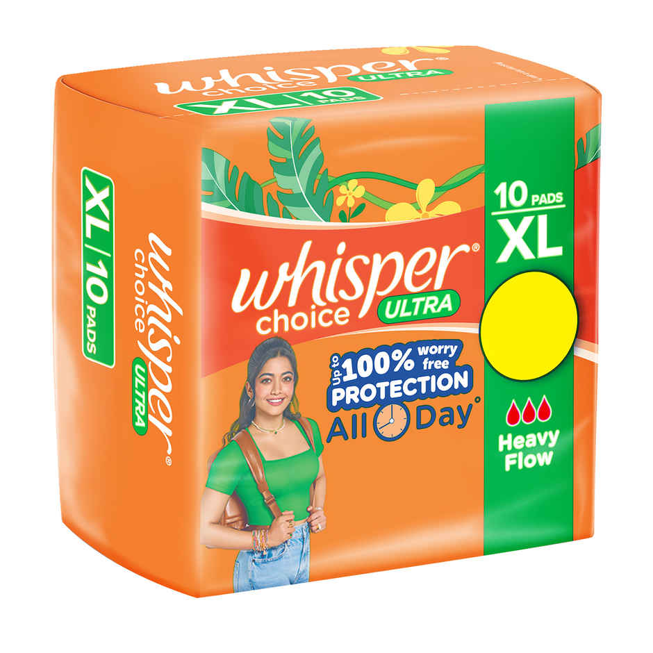 Whisper Choice Sanitary Pads with Wings for Women | XL | 10 pcs