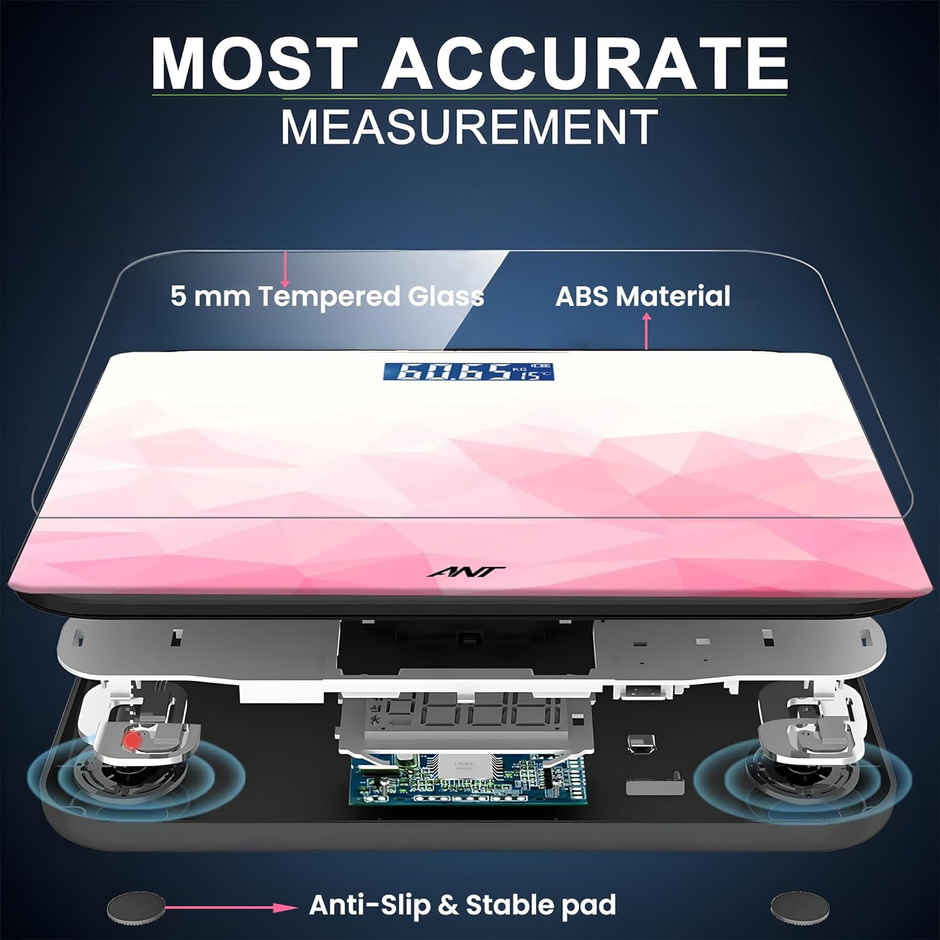 Ant Flora Ruby Digital Bathroom Scale For Body Weight Highly Accurate Body Weighing Machine | Ruby