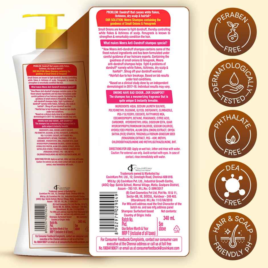 Meera Anti Dandruff Shampoo With Small Onion and Fenugreek