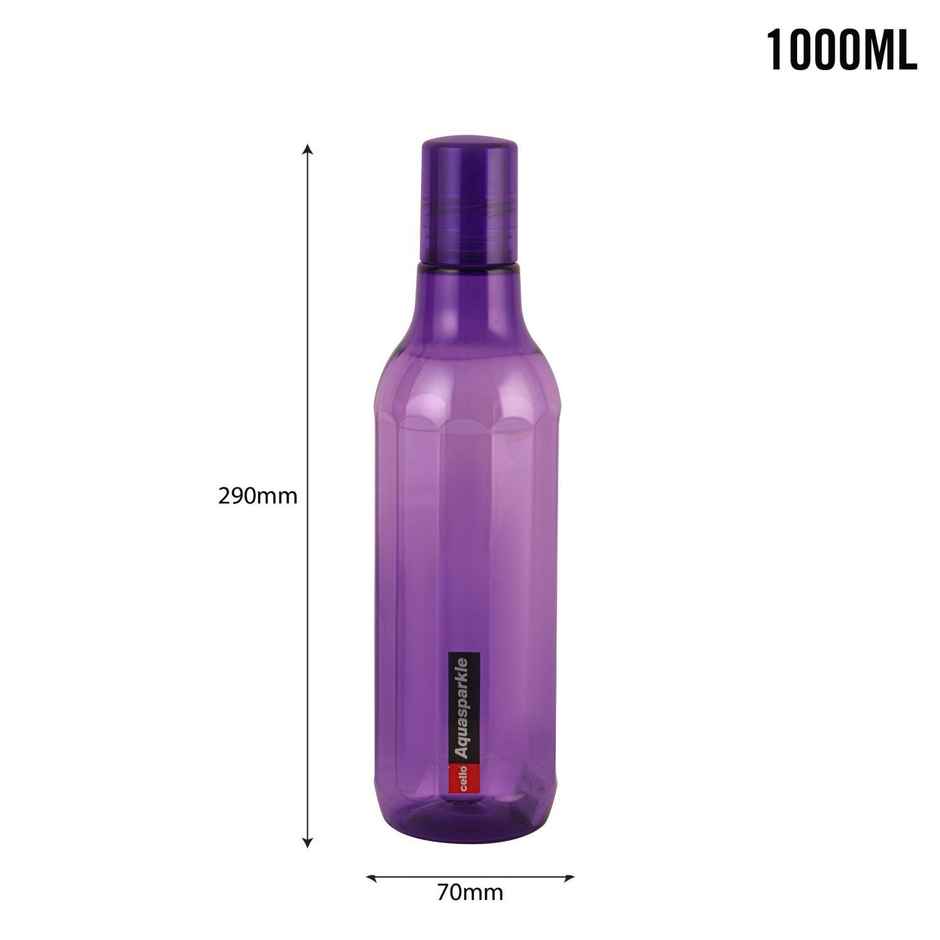 Cello Plastic Aqua Sparkle Water Bottle, 100% Food Grade, Leak Proof and Break Proof | Purple | 1 L