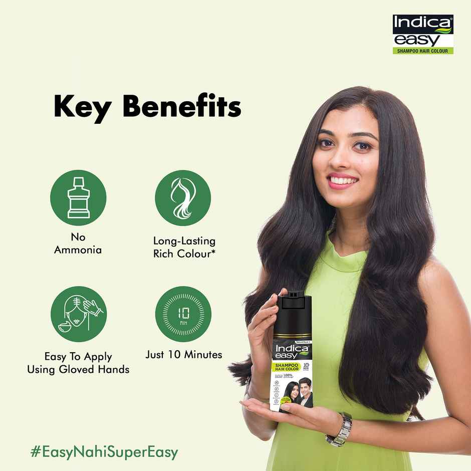 Indica Easy Do-It-Yourself Hair Color Shampoo Pump Pack