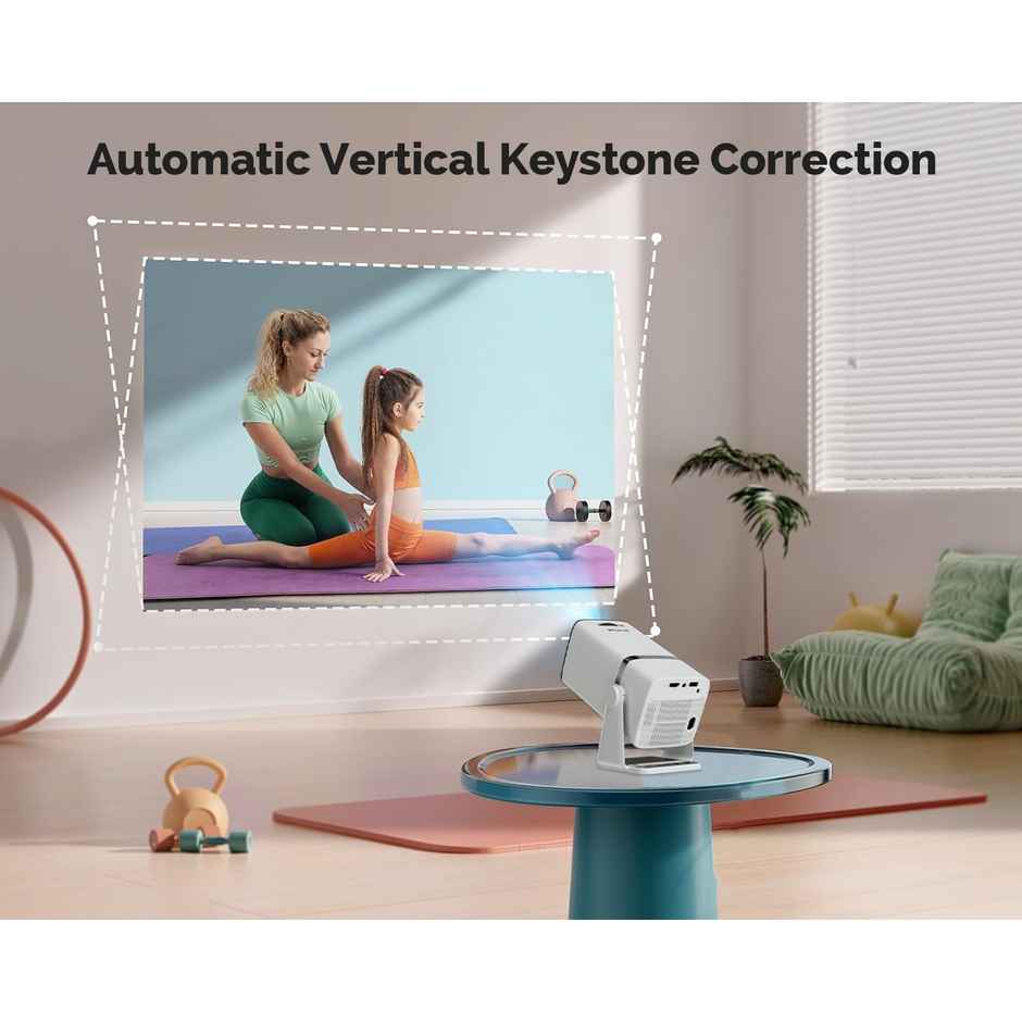 WZATCO Yuva Go Android 13.0 Smart Projector, 1080P & 4K Support, Rotatable Design, Auto & 4D Keystone with Netflix, Prime etc, WiFi 6 & BT, Screen Mirroring, ARC, 720P Native - White