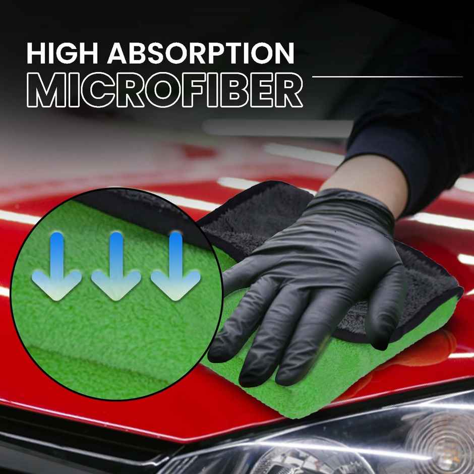 Autofy Multipurpose Microfiber Car Cleaning Cloth (Pack of 3) - Multicolour | 500 GSM | 40 cm x 40 cm