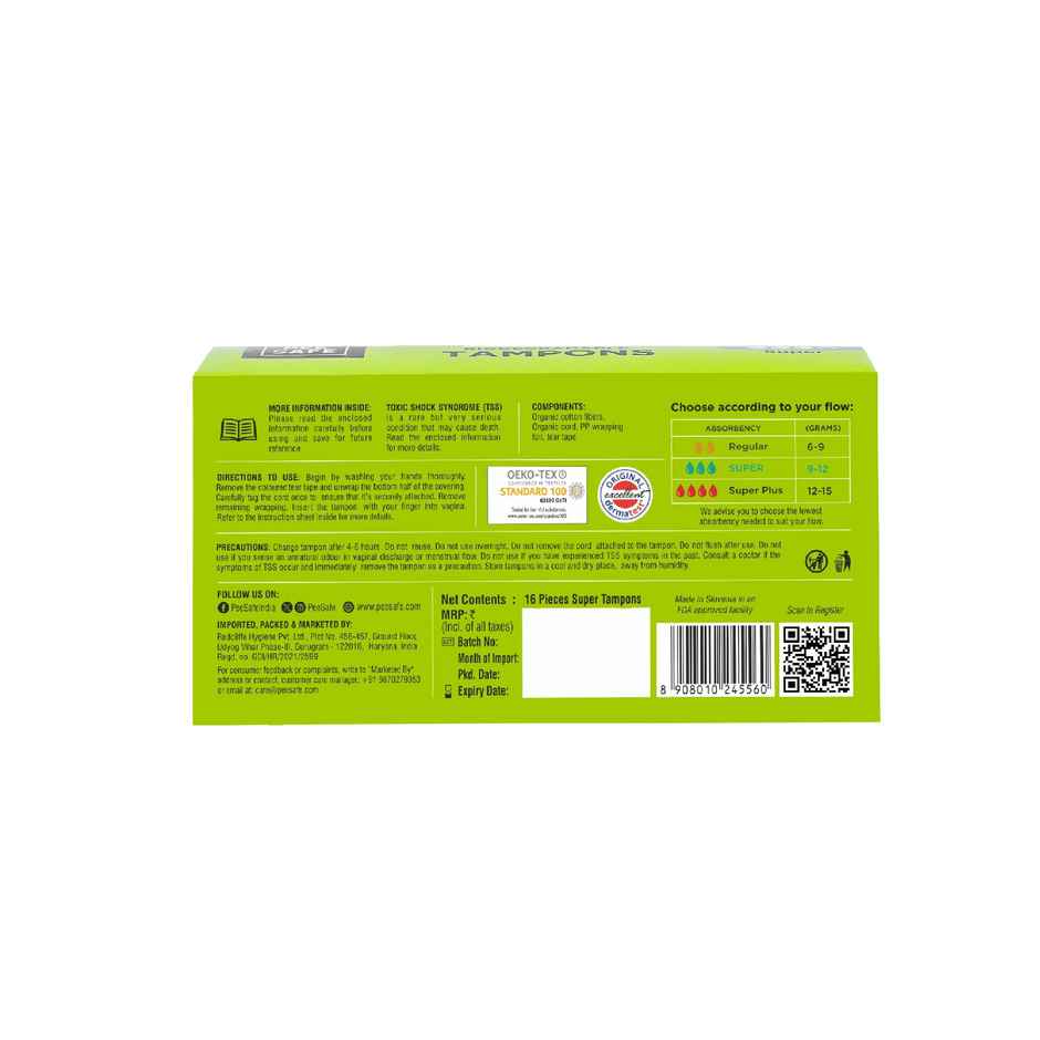 Pee Safe Super Tampons for Medium Flow | Ultra-Absorbent & Leak-Proof Protection
