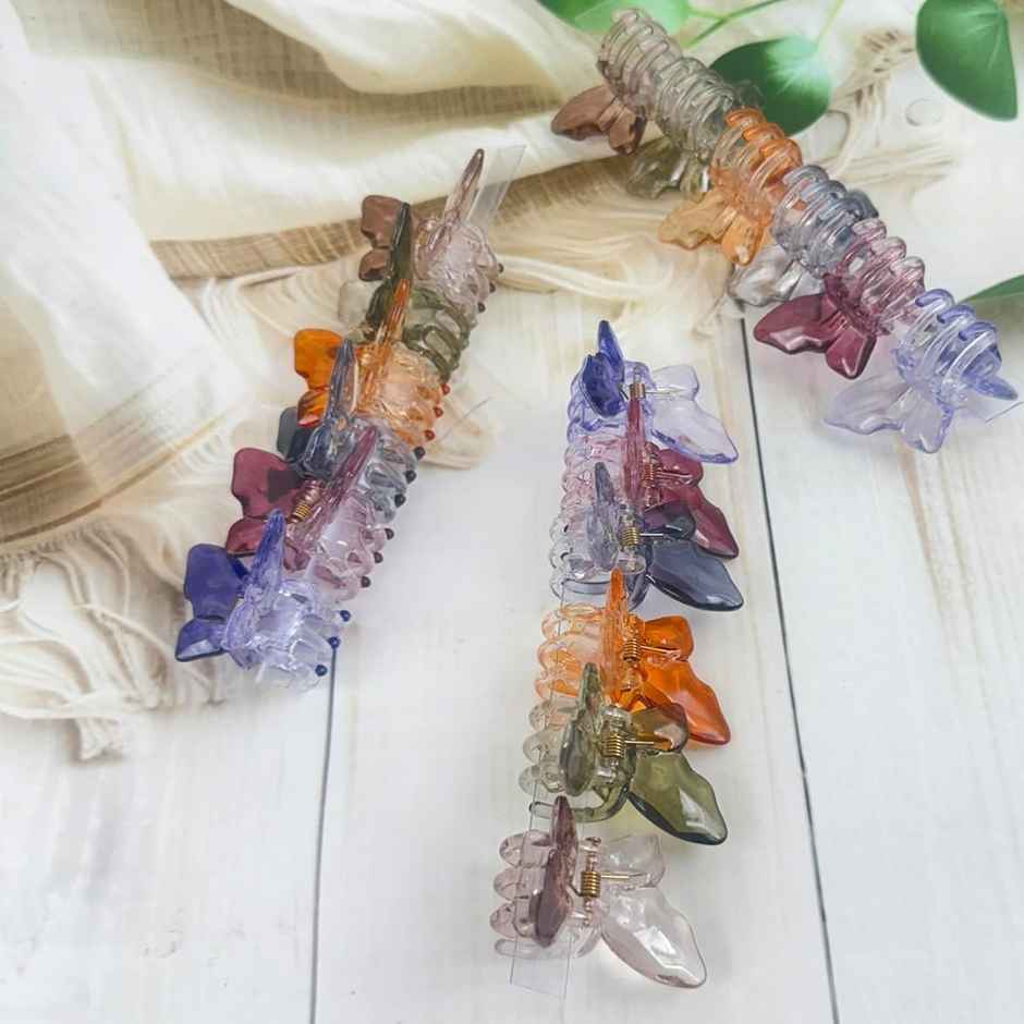 The Opal Factory Hair Accessories | Small Butterfly Claw Clips for Girls | Set of 6 | Small