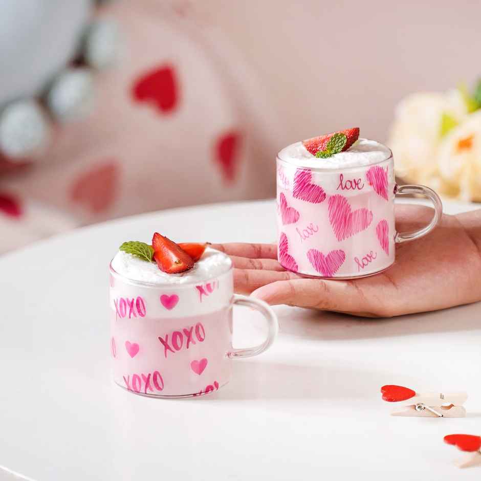 Nestasia Heart XO Glass Small Cup | 140 ml