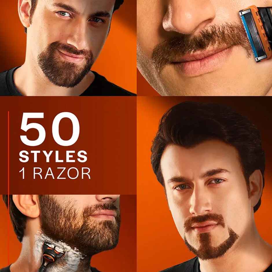 Gillette Fusion Manual Shaving Razor For Men (1pc) & Gillette Sensitive Shaving Gel Soothing With Aloe Vera (195g) Combo