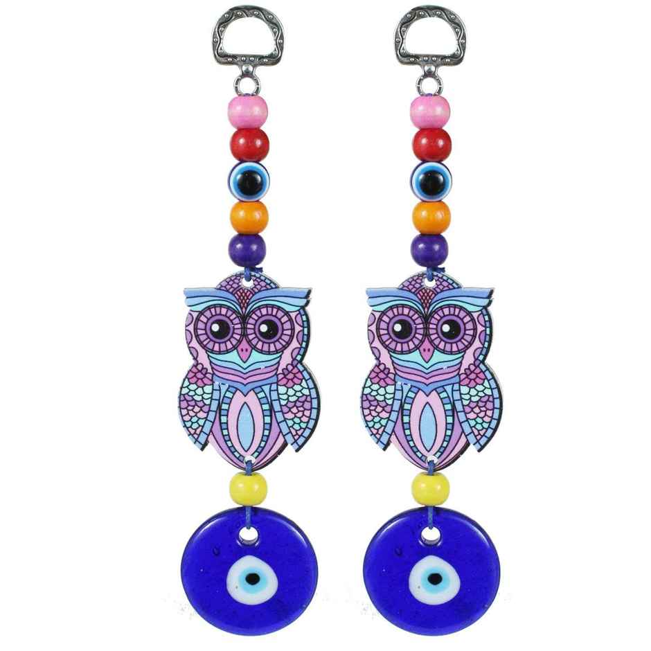 Tied Ribbons 2 Pcs Turkish Blue Evil Eye Owl