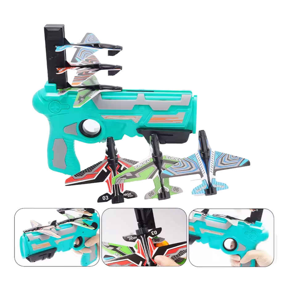 Fablue Airplane Launcher Gun Toy for Kids with Foam Glider Planes - Toy Gun for Kids - Multicolor