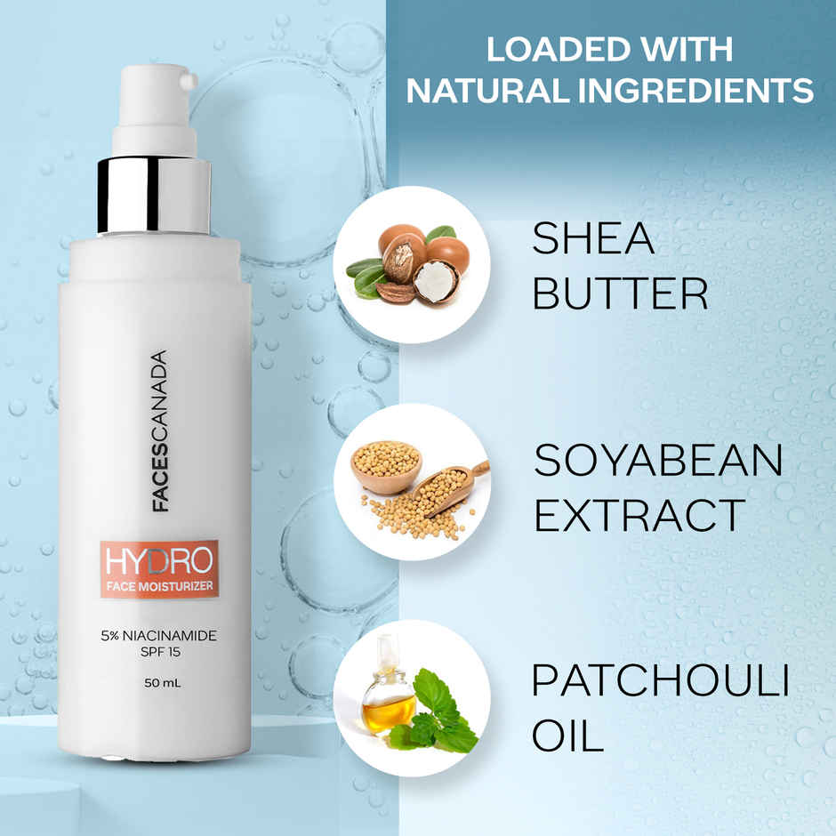FACES CANADA Hydra Face Moisturizer | SPF 15 | Lightweight & Non-Greasy | Hydrating