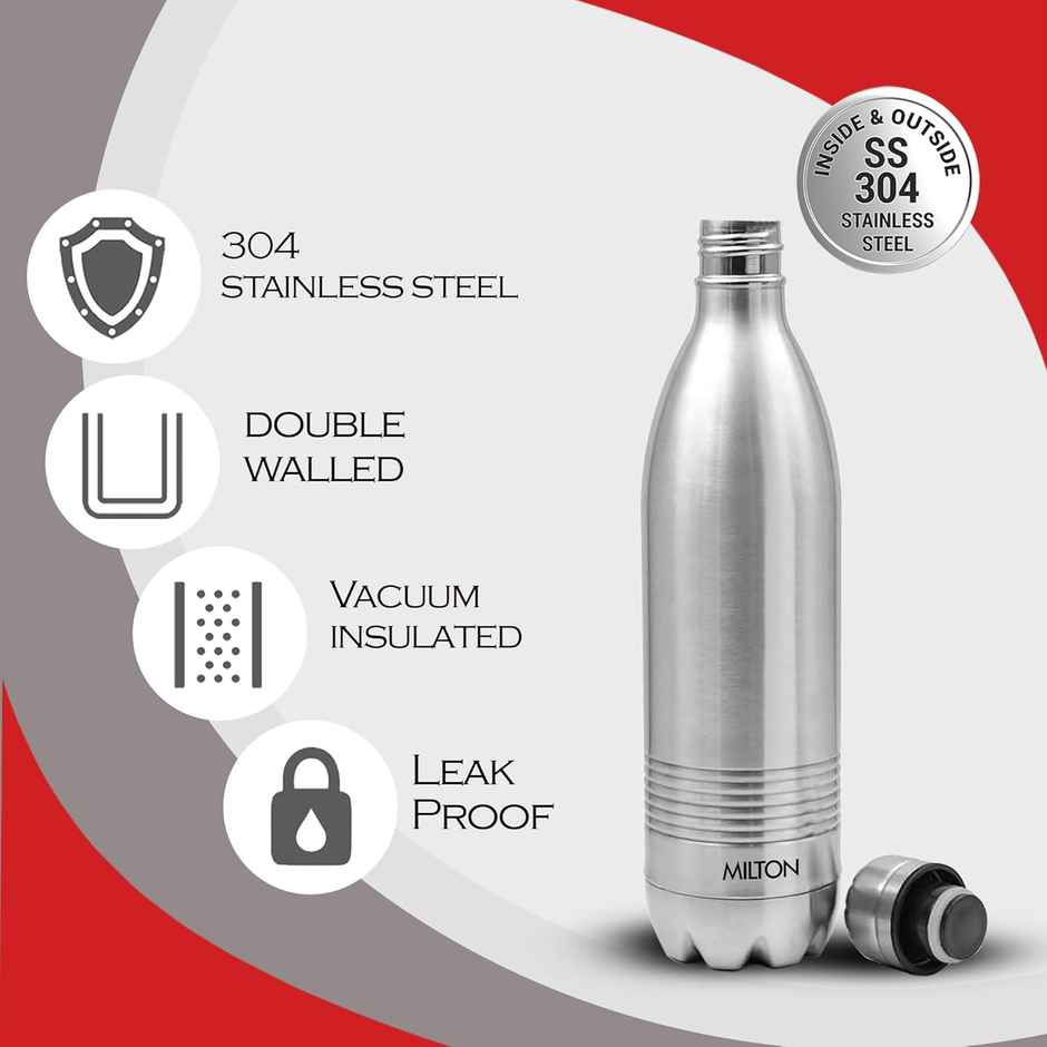Milton Duo Dlx 500 Thermosteel Bottle | 500 ml Water Bottle | 24 Hours Hot And Cold | Silver