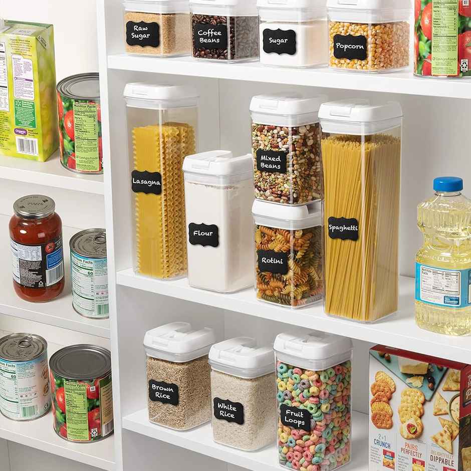 Tex-Ro White Cap Airtight Plastic Grocery Container for Kitchen Organizer - 1500 ml | Pack of 4