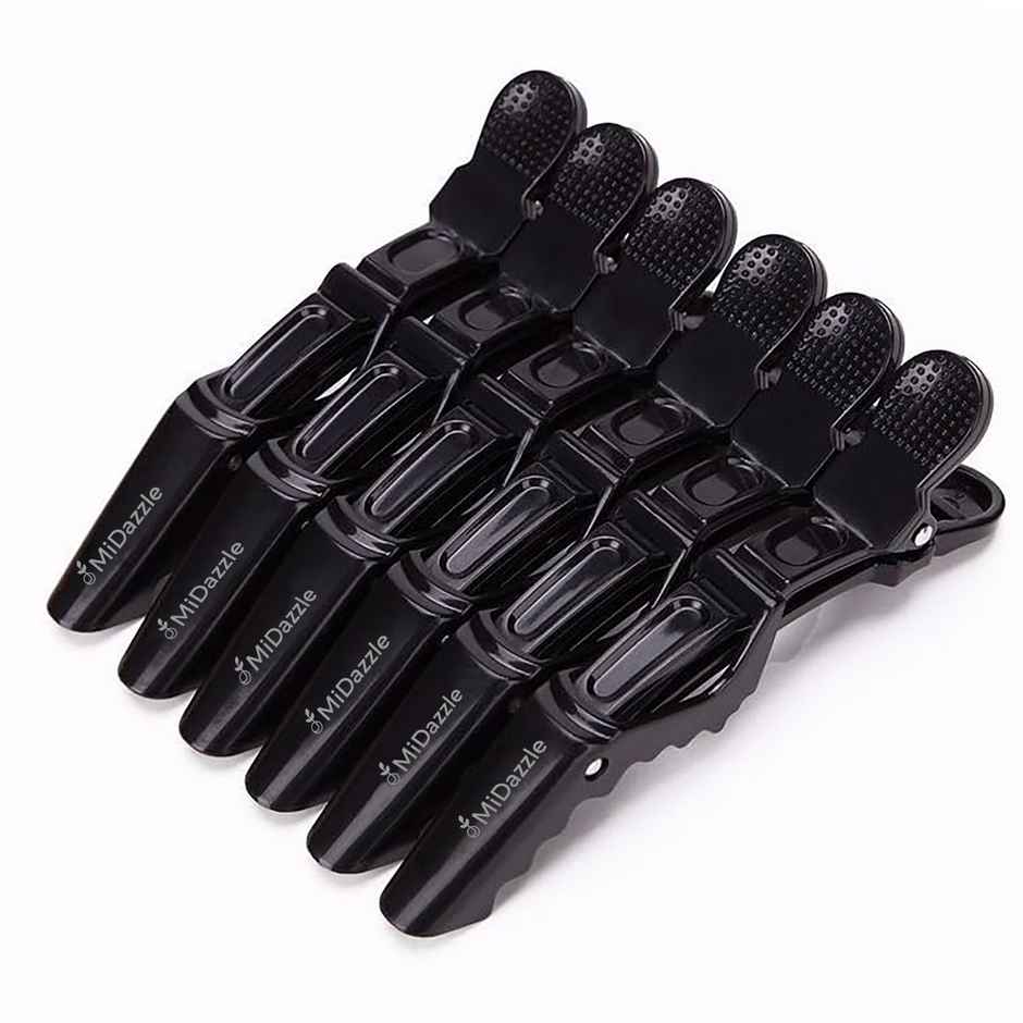 Midazzle Professional Hair Sectioning Crocodile Clips, Black