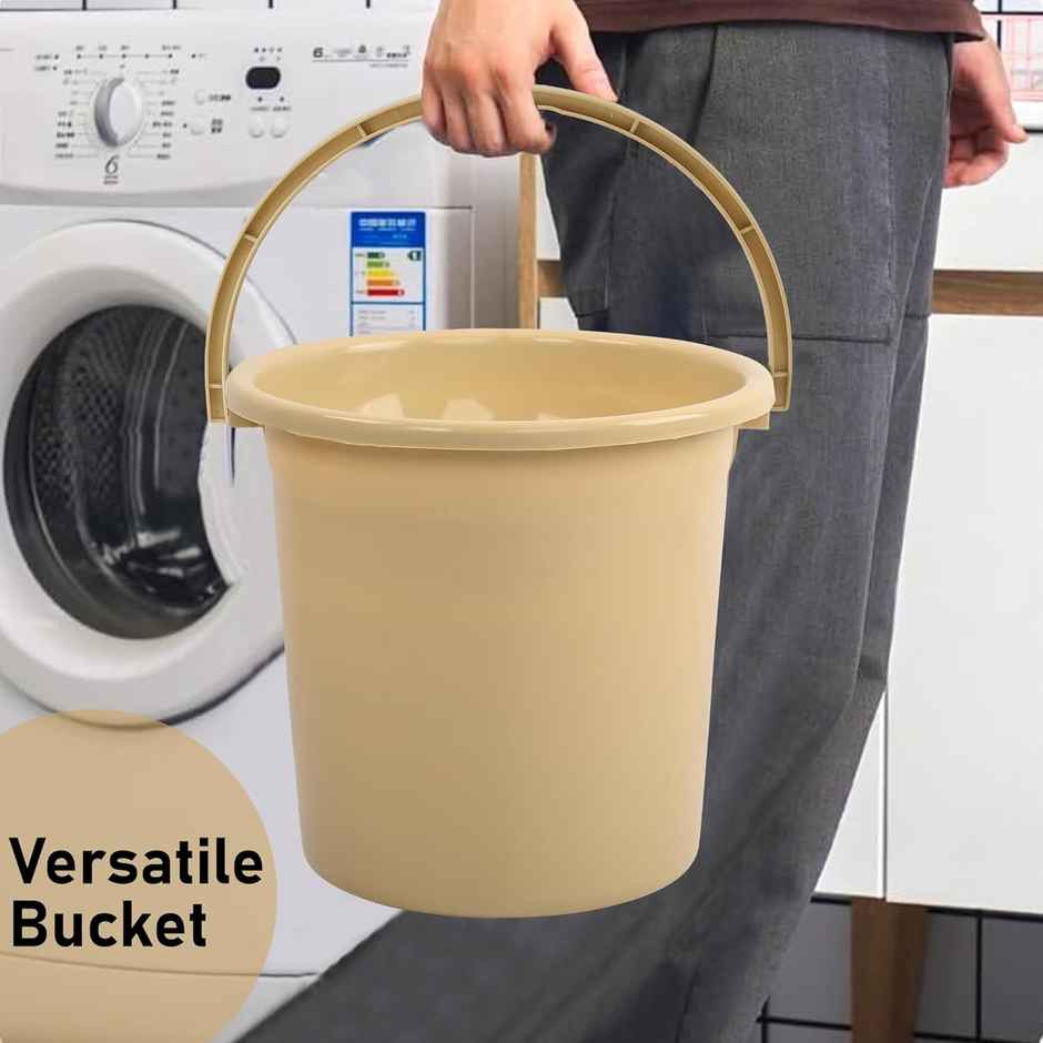 Kuber Industries Tub-Bucket with Mug & Stool Bathroom Combo Set|Set of 4|Beige