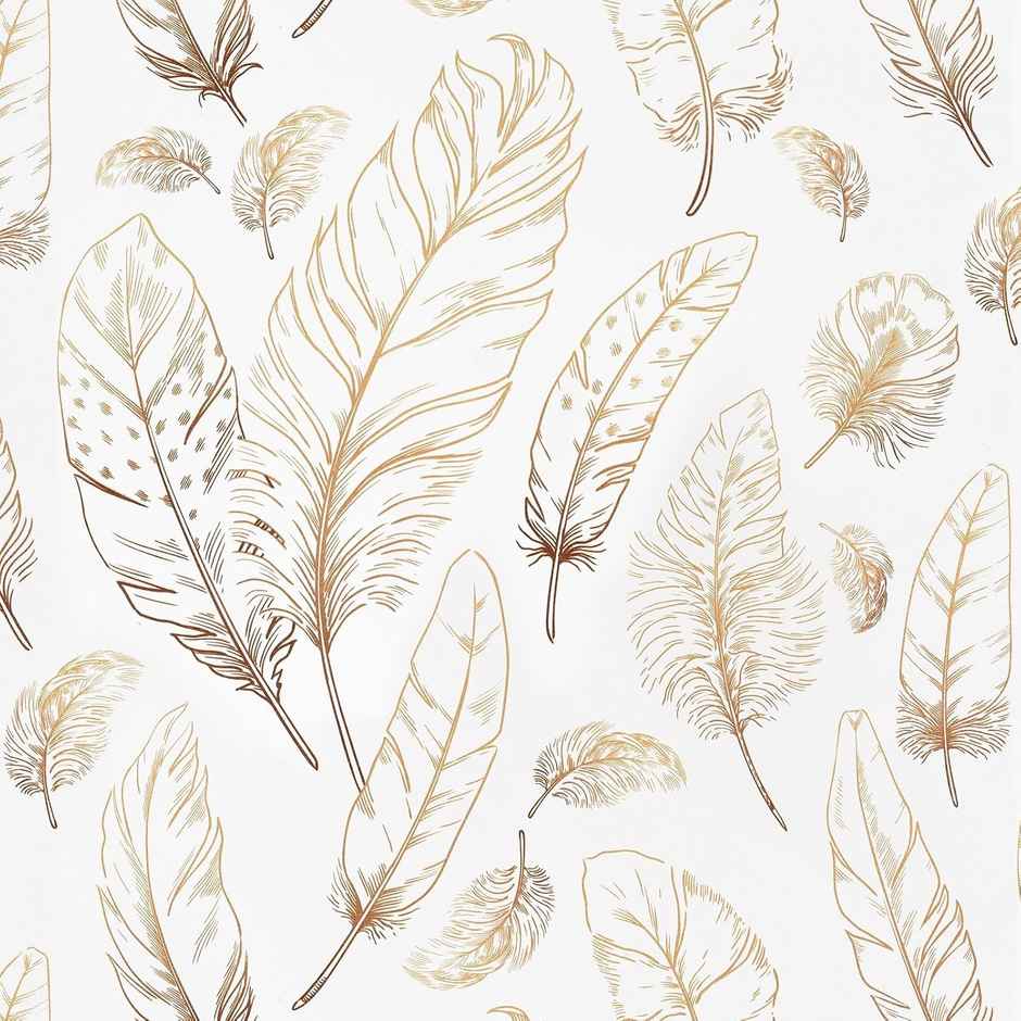 Wollzo Golden Feather Drift Decorative Wallpaper | 45 x 500 cm
