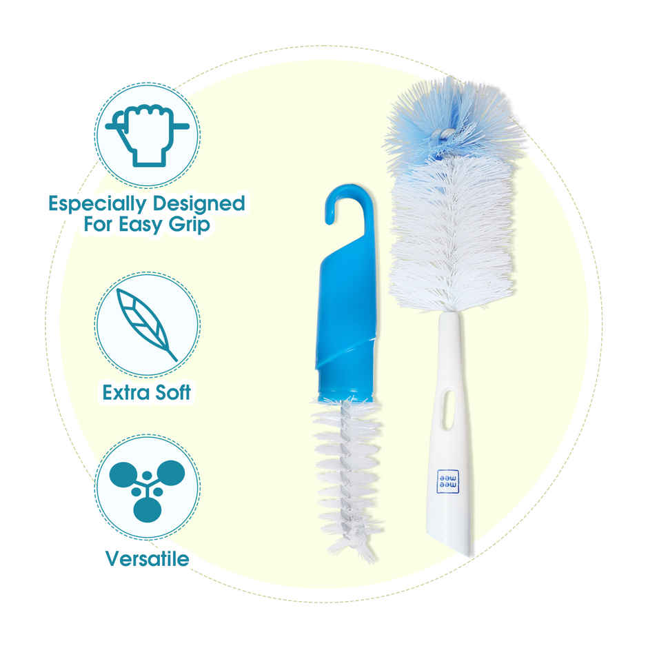 Mee Mee Bottle and Nipple Cleaning Brush with 360-degree Rotary Handle | Blue