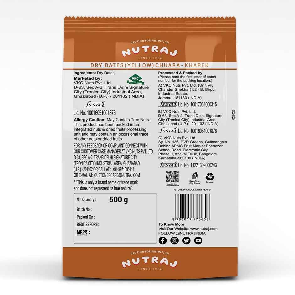 Nutraj Dried Chuara/Kharek Dates (Yellow)