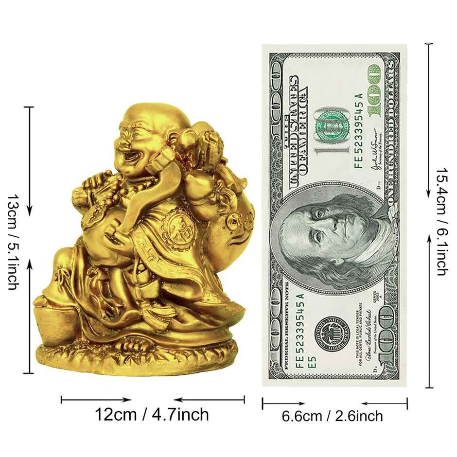 Tied Ribbons Laughing Buddha Statue Figurine Showpiece | 13 cm