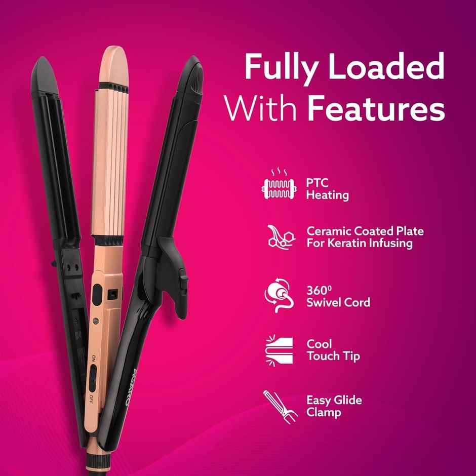 Agaro 4 In1 Hair Straightener,Wavy Hair, Crimper, Curler, Hair Styler,Keratin Infused Ceramic Plate