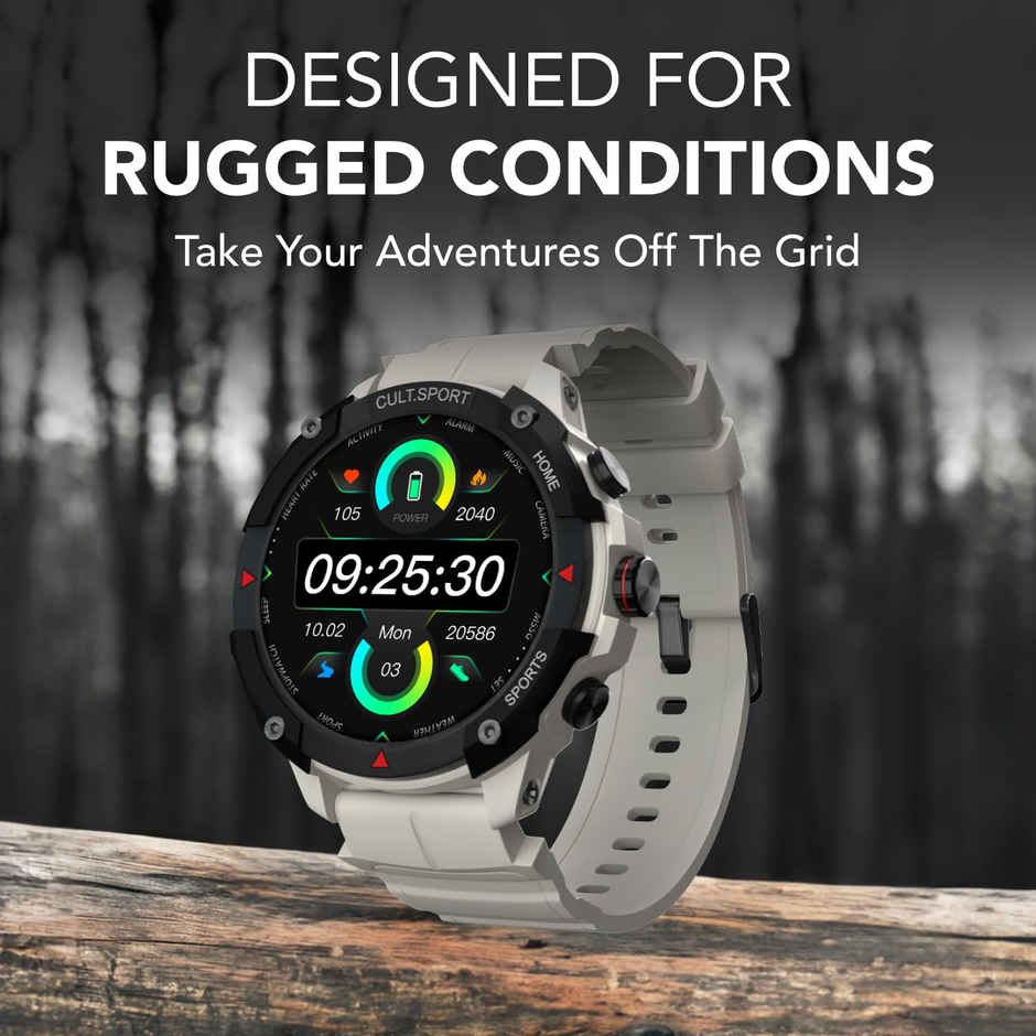 Cultsport Ranger XR 1.43" AMOLED Display Outdoor Rugged Smartwatch, AOD, BT Calling (White)