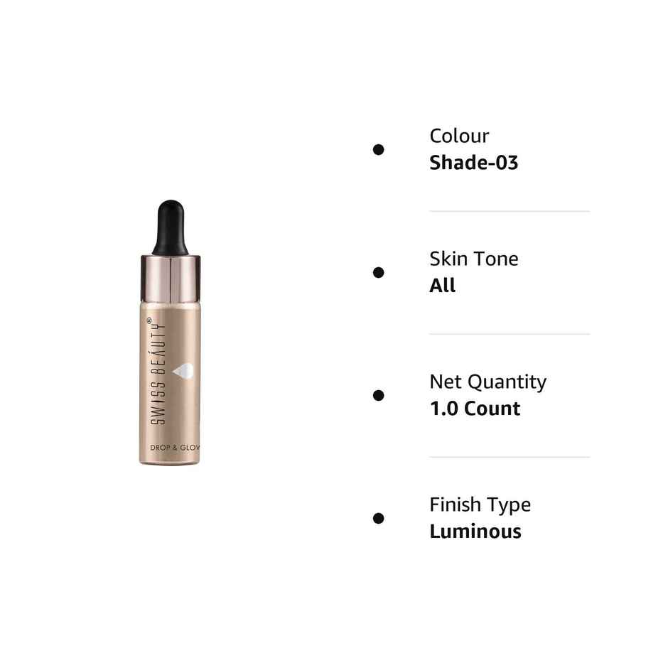 Swiss Beauty Drop and Glow Liquid Highlighter - 03 Metal