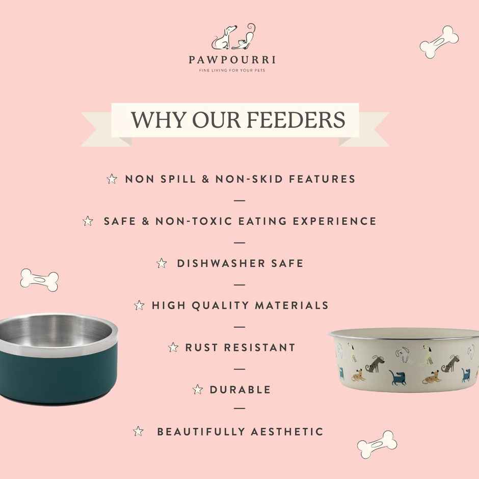 Pawpourri Cartoon Dog Print Bowl | White | 1800 ml