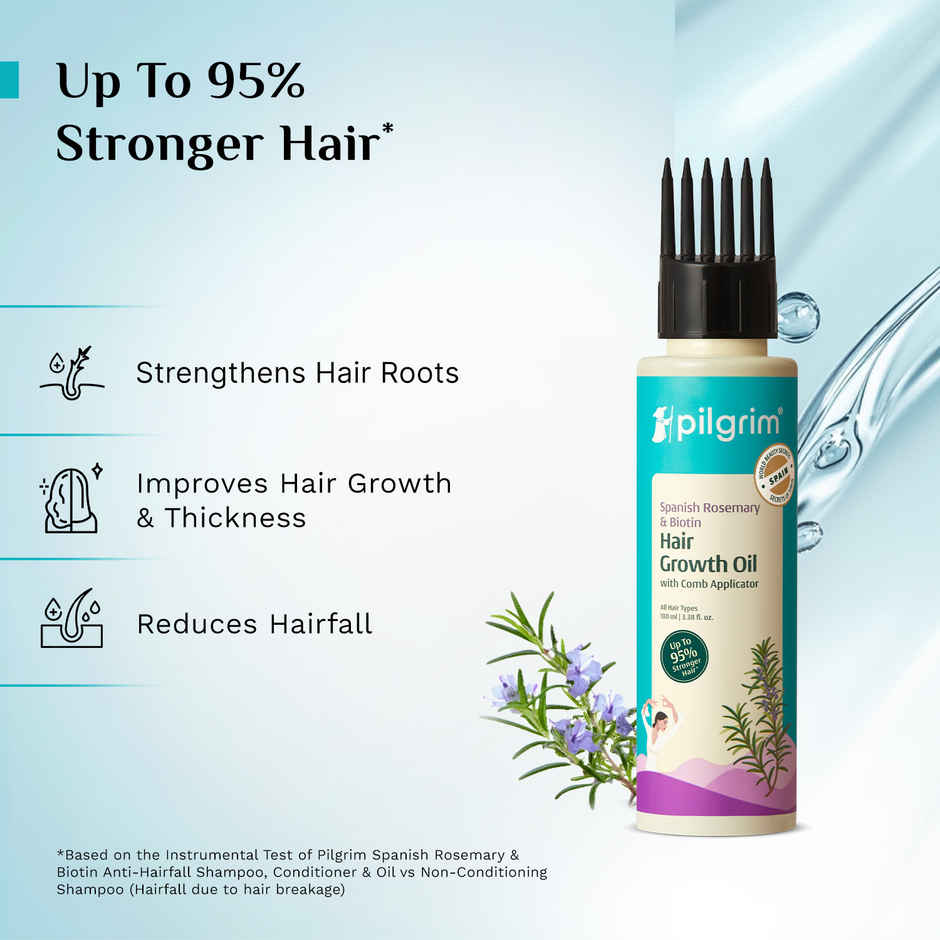 Pilgrim Spanish Rosemary & Biotin Hair Growth Oil helps Control Hairfall & strengthens Hair