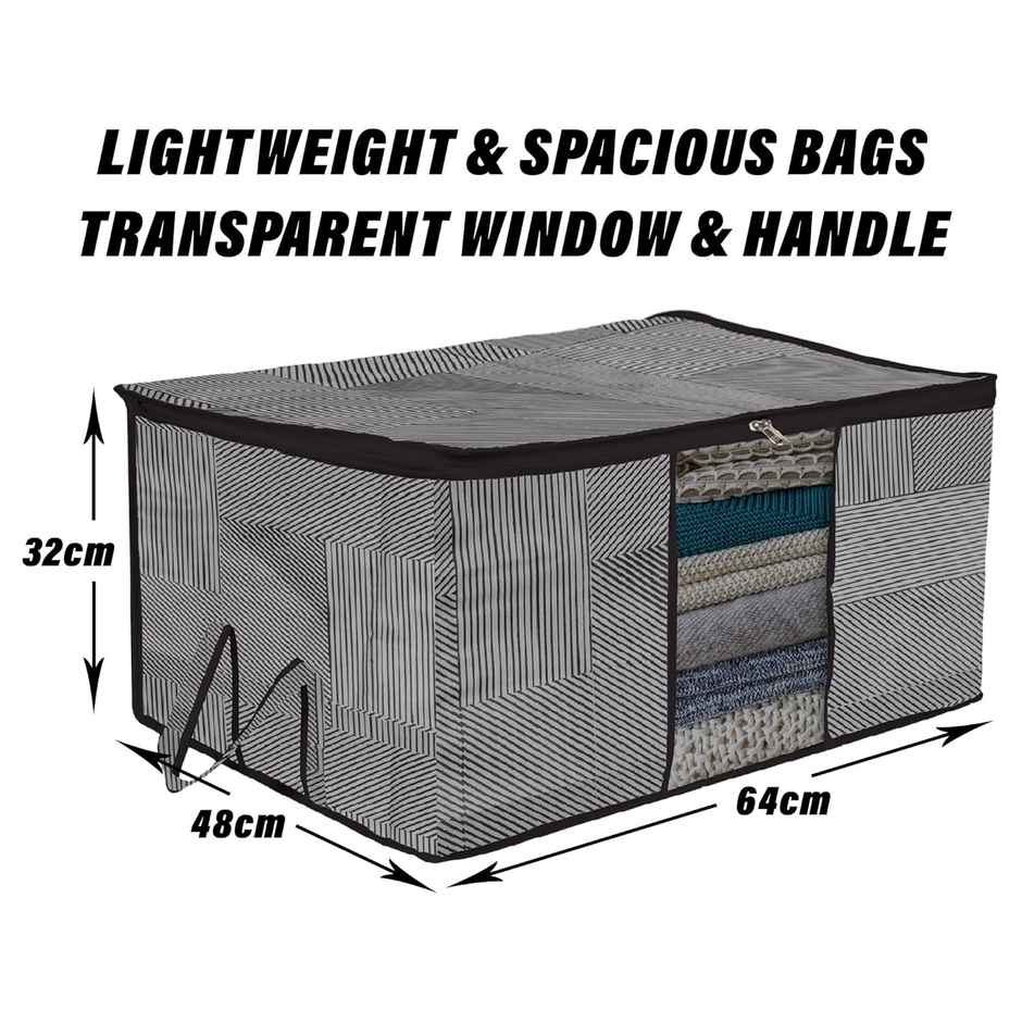 Kuber Industries Lining Underbed Storage Bag|Clear Window|Zipper & Handle|Large|Pack of 4|Gray