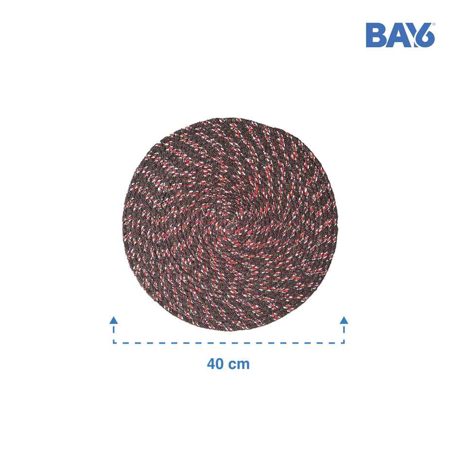 BAY6 Aura Cotton Round Floor Mat | Brown | 40 x 40 cm | Pack of 2