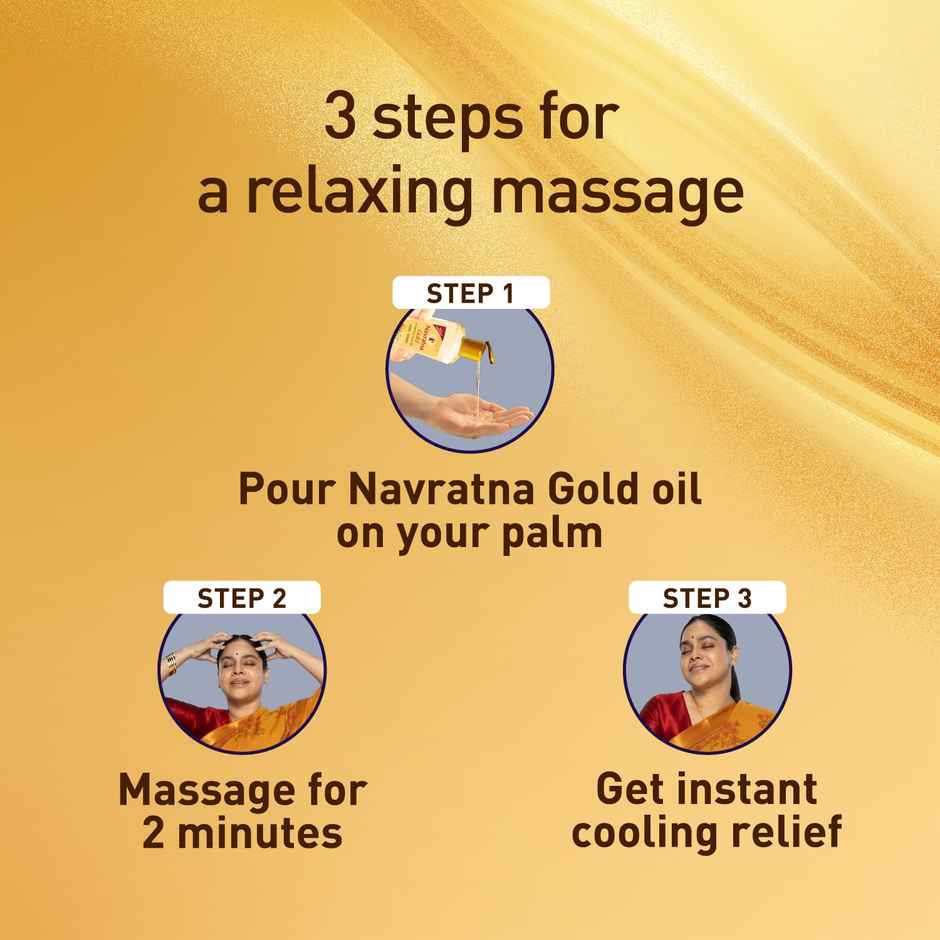 Navratna Gold Ayurvedic Hair Oil Non Sticky Mild Fragrance Goodness Of Almond