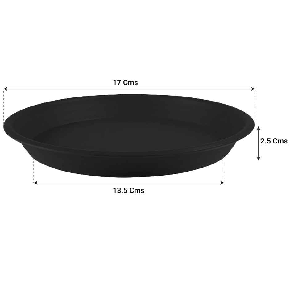 TrustBasket Round Tray for 8 Inch Pot | Durable Plastic Plant Saucer - Black