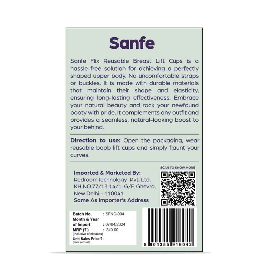 Sanfe Flix Reusable Boob Lift Cups For Breast Push Up Braless | Padded | Rabbit A | C Cup