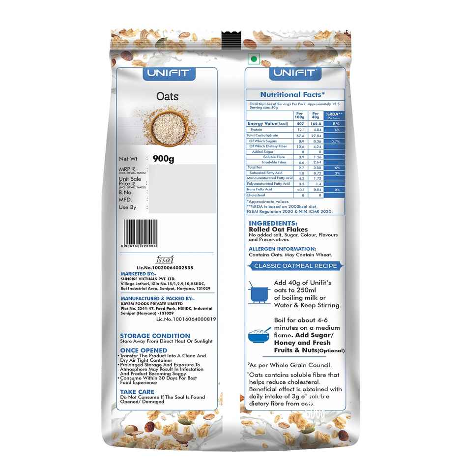 Unifit Oats | High Fiber and Protein | Healthy Breakfast Choice