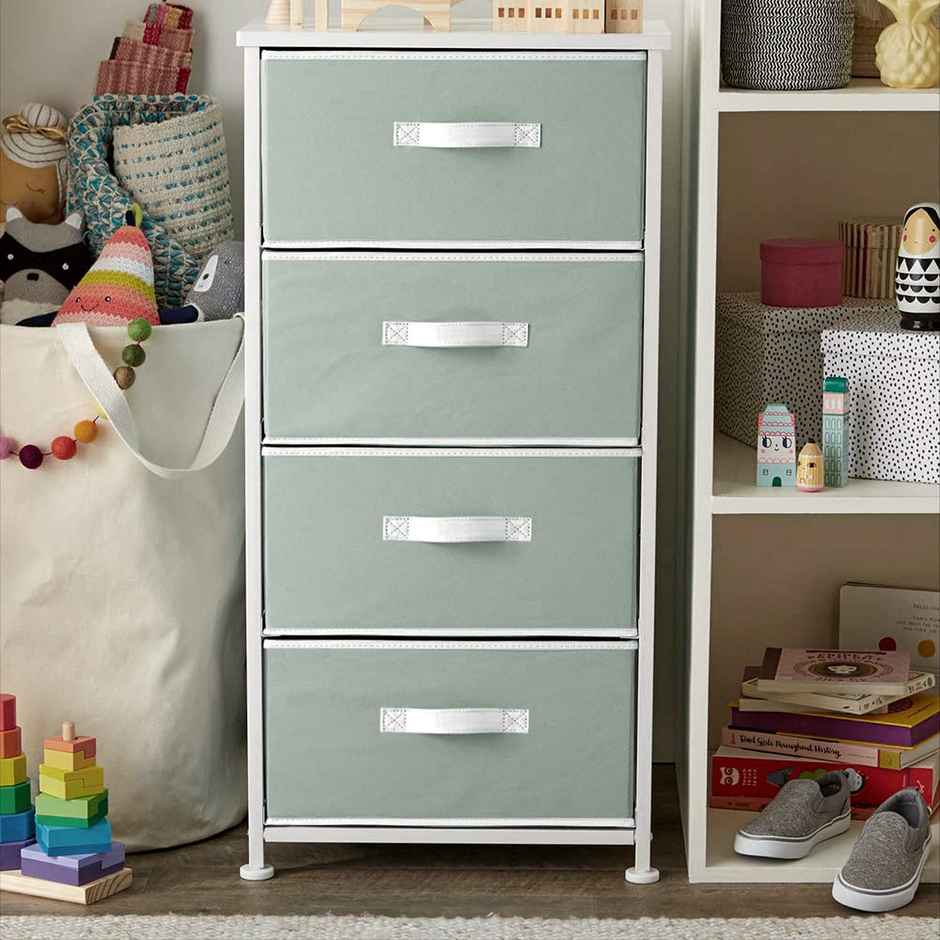 Kuber Industries Pack of 4 Foldable Storage Boxes | Organizer for Clothes | Light Grey