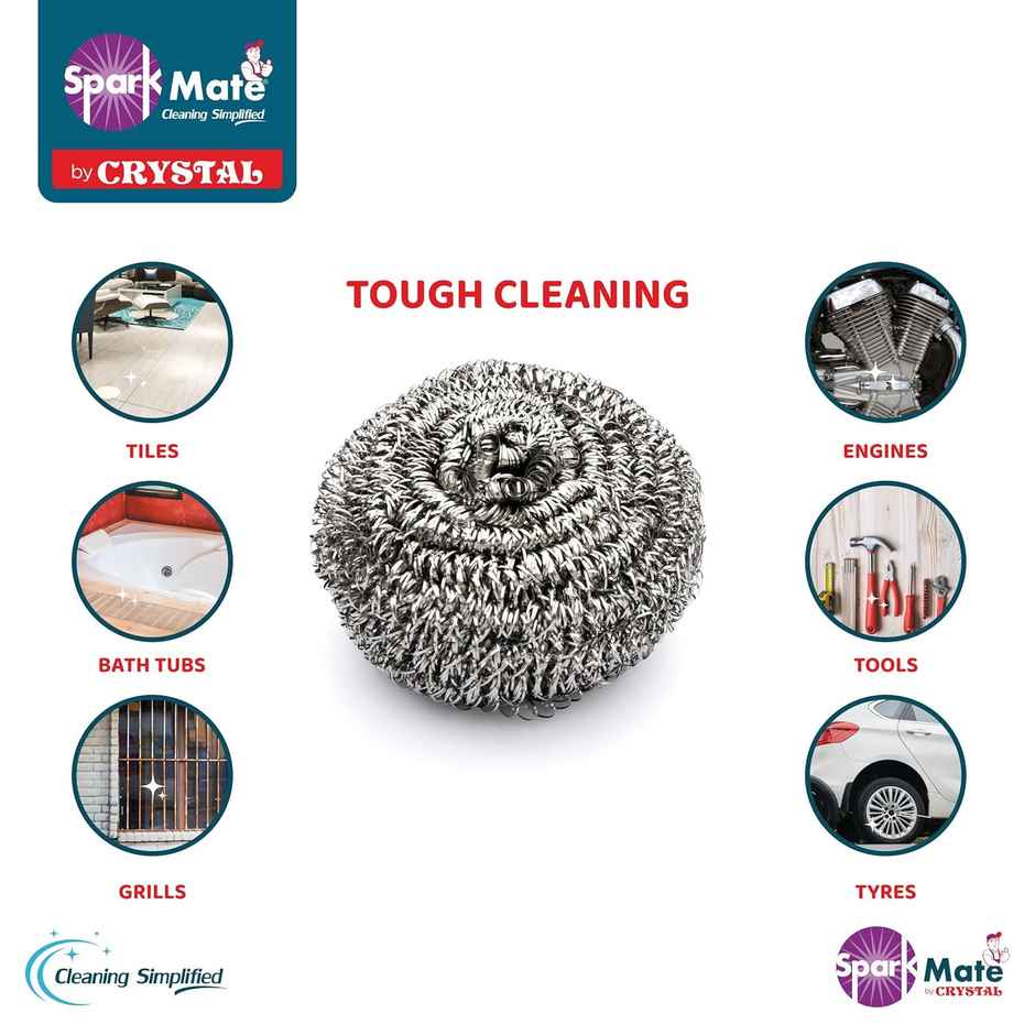 Sparkmate By Crystal Stainless Steel Multipurpose Scrubber Scourer - 15Gram
