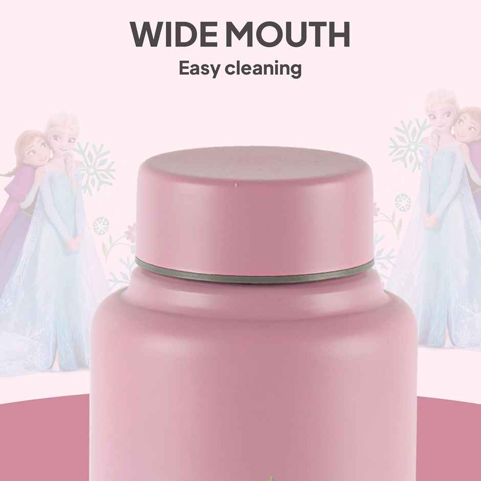 Cello Kidzbee Vortex 3D Anna & Elsa Print Stainless Steel Water Bottle 725 ml, Pink | ISI Certified